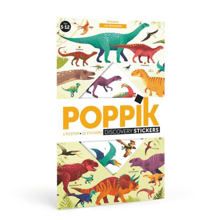 POPPIK LES DINOSAURES - 1 POSTER + 72 STICKERS REPOSITIONNABLES - DUPONT/POPPIK - NC