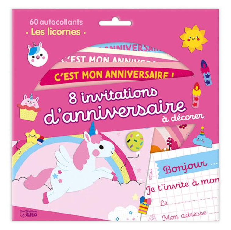 8 INVIT ANNIVERSAIRE LICORNES - XXX - NC