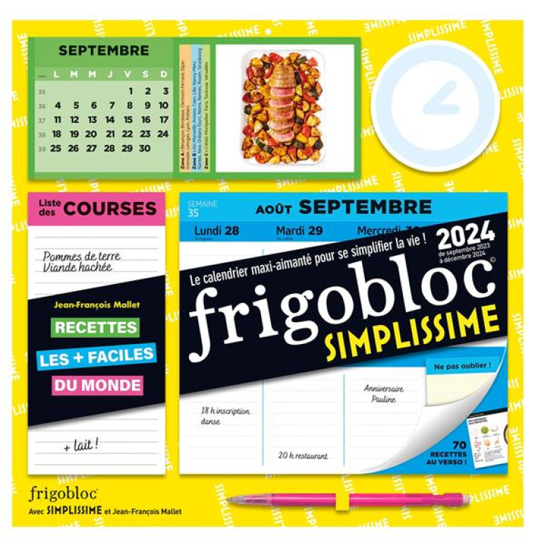 FRIGOBLOC HEBDOMADAIRE 2024 SIMPLISSIME (DE SEPT. 2023 A DEC. 2024) - MALLET JEAN-FRANCOIS - NC