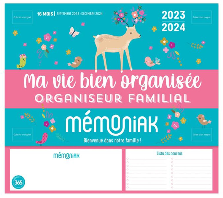 MINI-ORGANISEUR MEMONIAK MA VIE BIEN ORGANISEE, CALENDRIER MENSUEL SEPT. 2023- DEC. 2024 - SIX YOLANDE - NC