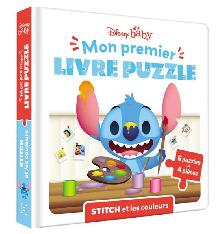 DISNEY BABY - MON PREMIER LIVRE PUZZLE - 4 PIECES - STITCH ET LES COULEURS - XXX - HACHETTE