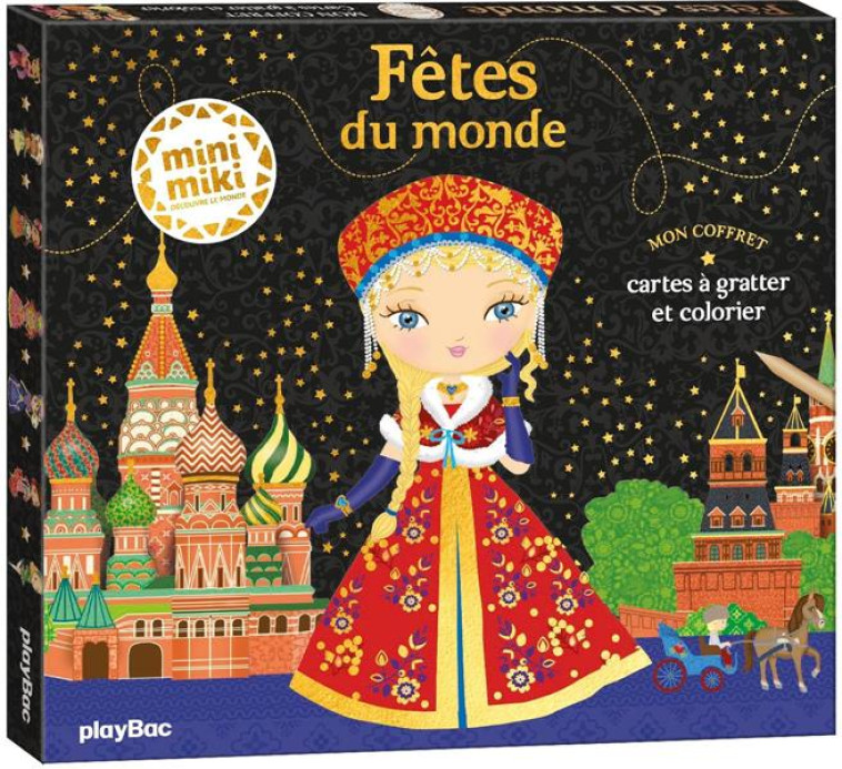 MINIMIKI - MON COFFRET FETES DU MONDE - CARTES A GRATTER ET A COLORIER - CAMEL JULIE - PRISMA