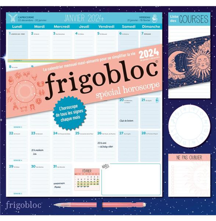 FRIGOBLOC MENSUEL 2024 SPECIAL HOROSCOPE (DE JANV. A DEC. 2024) - COLLECTIF - NC