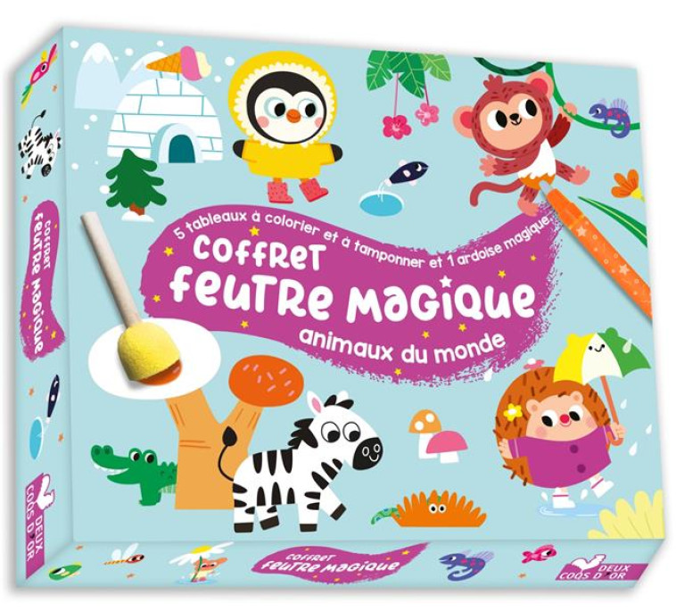 COFFRET FEUTRE MAGIQUE - 5 TABLEAUX A COLORIER ET TAMPONNER - COFFRET AVEC ACCESSOIRES - FLEURY MARINE - NC