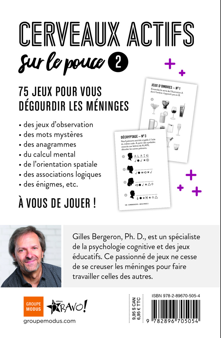 CERVEAUX ACTIFS SUR LE POUCE 2 - 75 JEUX VARIES - Gilles Bergeron - BRAVO