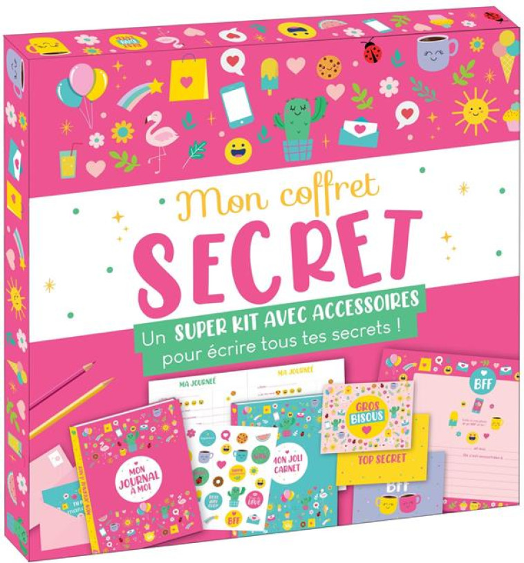 MON COFFRET SECRET - KIT AVEC ACCESSOIRES PAPETERIE GIRLY - XXX - NC