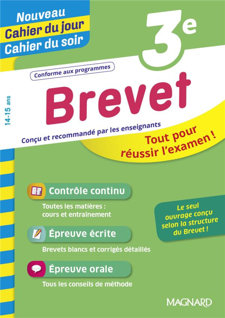 BREVET 3E - NOUVEAU CAHIER DU JOUR CAHIER DU SOIR - CATHERINE MAZAUD-AUJARD - MAGNARD