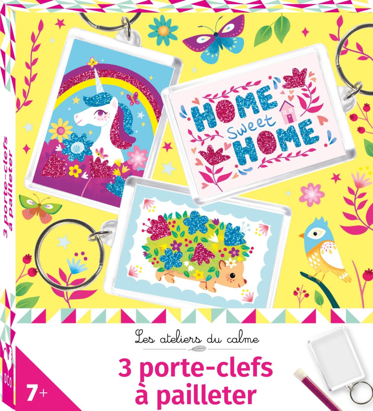 3 porte-clefs à pailleter - mini boîte avec accessoires - Léa Fabre - DEUX COQS D OR