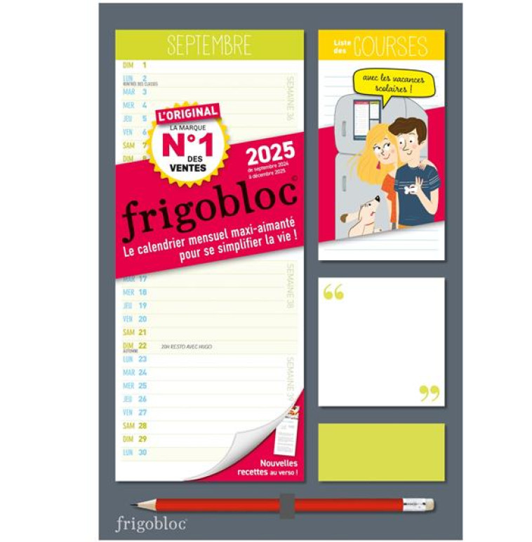 MINI FRIGOBLOC MENSUEL 2025 - CALENDRIER D'ORGANISATION FAMILIALE / MOIS (DE SEPT. 2024 À DÉC. 2025) - COLLECTIF - NC