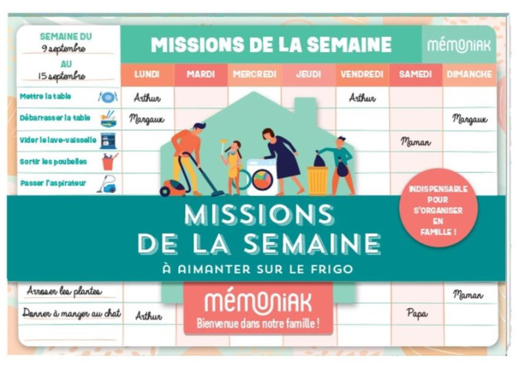 MISSIONS DE LA SEMAINE MÉMONIAK - BLOC AIMANTÉ À COMPLÉTER - XXX - NC