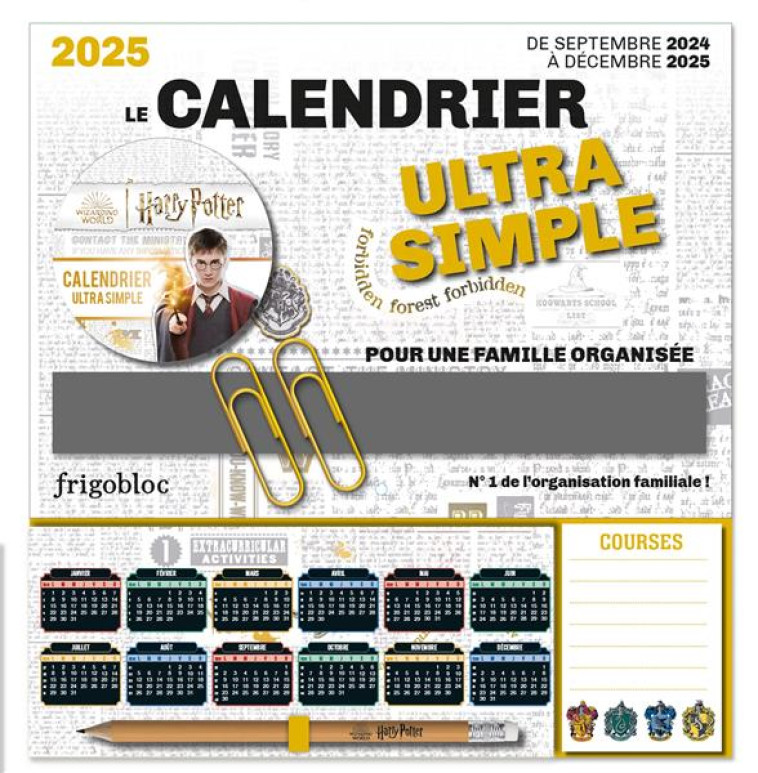 FRIGOBLOC MINI CALENDRIER ULTRA SIMPLE HARRY POTTER (DE SEPT. 2024 À DÉC. 2025) - COLLECTIF - NC