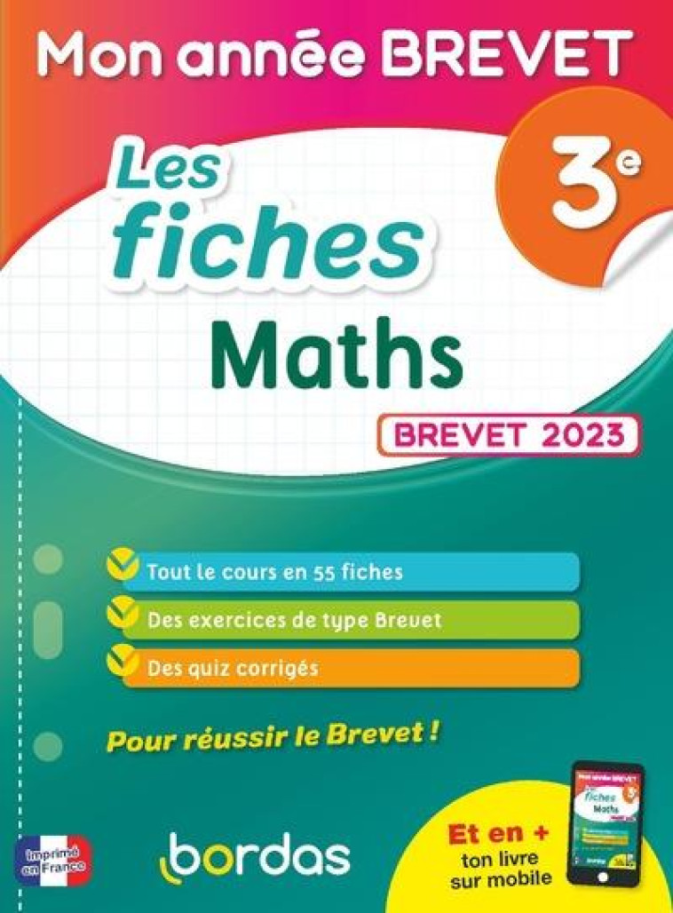 MON ANNÉE BREVET LES FICHES MATHS 3E - YANN GELEBART - BORDAS