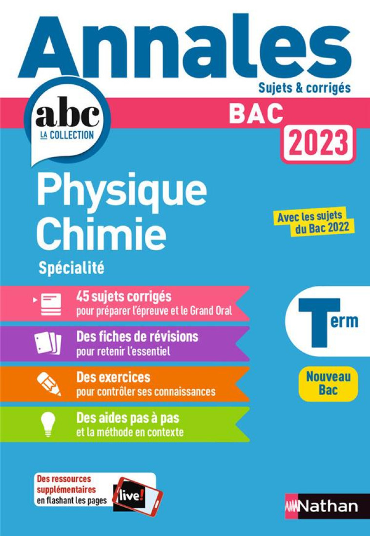 ANNALES BAC 2023 PHYSIQUE CHIMIE TERMINALE - CORRIGÉ - KARINE MARTEAU-BAZOUNI - CLE INTERNAT