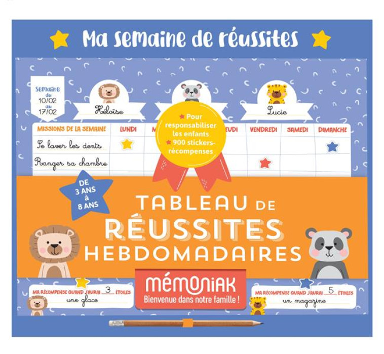 TABLEAU DE RÉUSSITES HEBDOMADAIRES MÉMONIAK, MAX 3 ENFANTS, PÉRPÉTUEL - XXX - NC