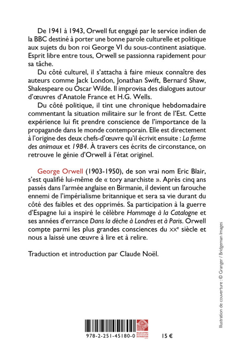 CHRONIQUES DU TEMPS DE LA GUERRE - George Orwell - BELLES LETTRES