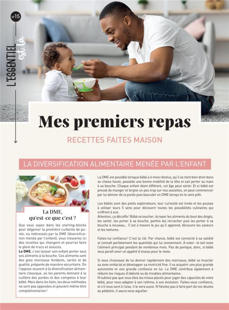 MES PREMIERS REPAS : RECETTES FAITES MAISON - LA DIVERSIFICATION ALIMENTAIRE MENEE PAR L'ENFANT - COLLECTIF - MERCILESLIVRES