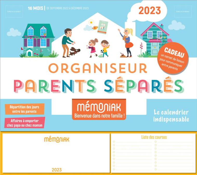 ORGANISEUR PARENTS SÉPARÉS MÉMONIAK, CALENDRIER FAMILIAL MENSUEL (SEPT. 2022- DÉC. 2023) - CHIODO VIRGINIE - NC