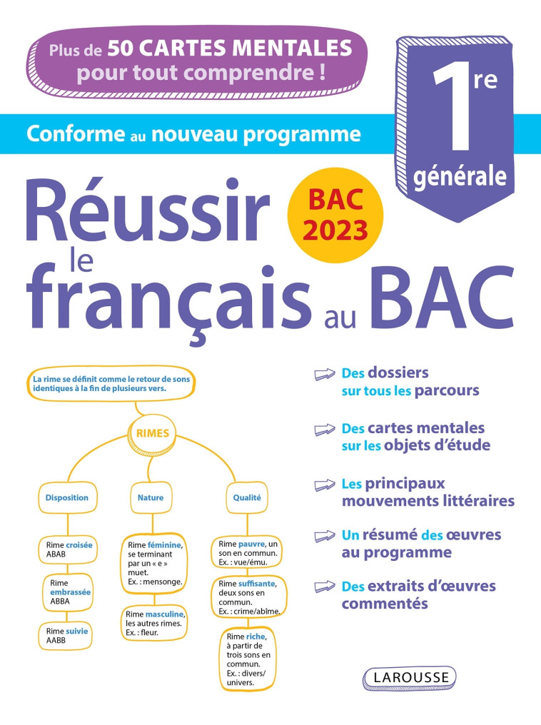 BAC 2023 - RÉUSSIR LE FRANÇAIS AU BAC, AVEC DES CARTES MENTALES - COLLECTIF - LAROUSSE