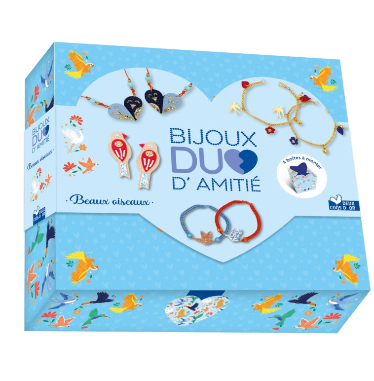 Bijoux duo d'amitié Beaux oiseaux - coffret avec accessoires - Blanc Marion, Lupin Mademoiselle - DEUX COQS D OR