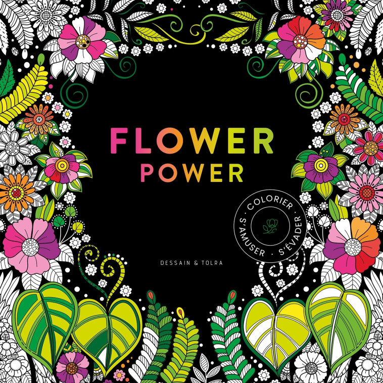 Black coloriage Flower Power - XXX - DESSAIN TOLRA