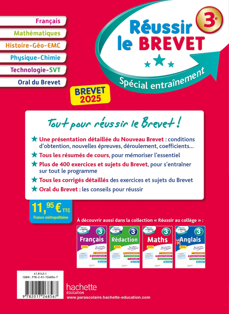 Réussir le Brevet 2025 - Isabelle Lisle, Philippe Rousseau, Laurent Bonnet, Sébastien Dessaint, Fabienne Ottevaere, Malorie Gorillot, Brigitte Réauté, Michèle Laskar, Christophe Saïsse - HACHETTE EDUC