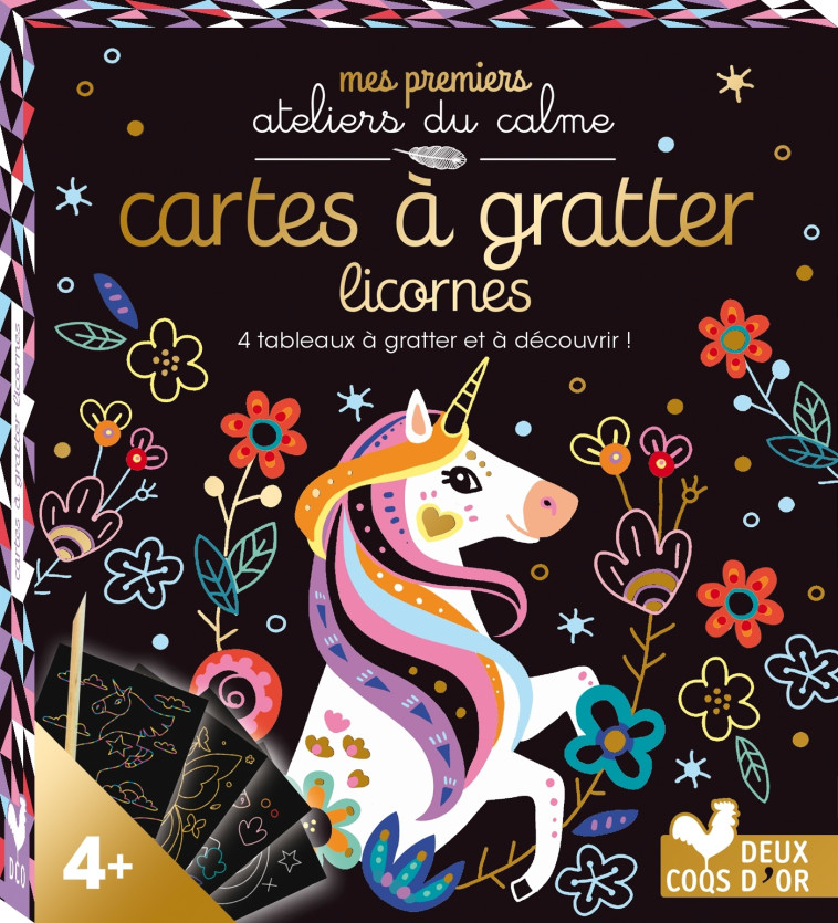 Cartes à gratter licornes - mini-boîte avec acccessoires - CINZIA SILEO - DEUX COQS D OR