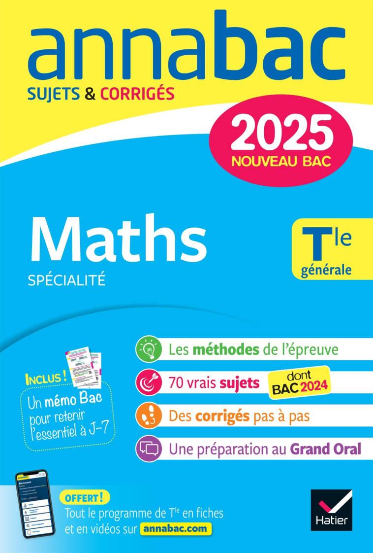 Annales du bac Annabac 2025 Maths Tle générale (spécialité) - Martine Salmon, Hervé Kazmierczak, Christophe Roland - HATIER