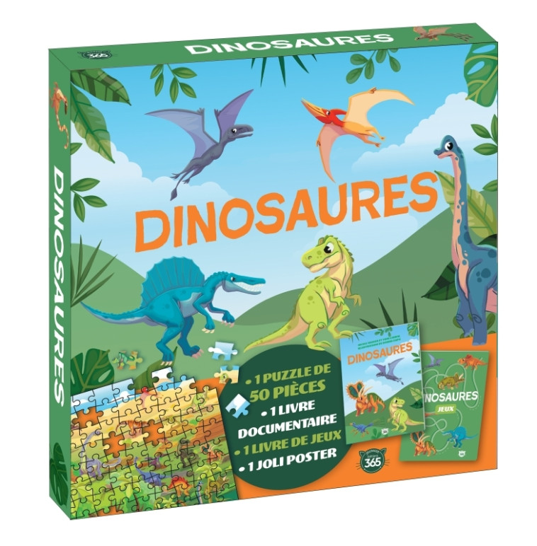 Coffret puzzle documentaire - Dinosaures - Yann Caudal, Nicole Masson, Dorine Ekpo - 365 PARIS