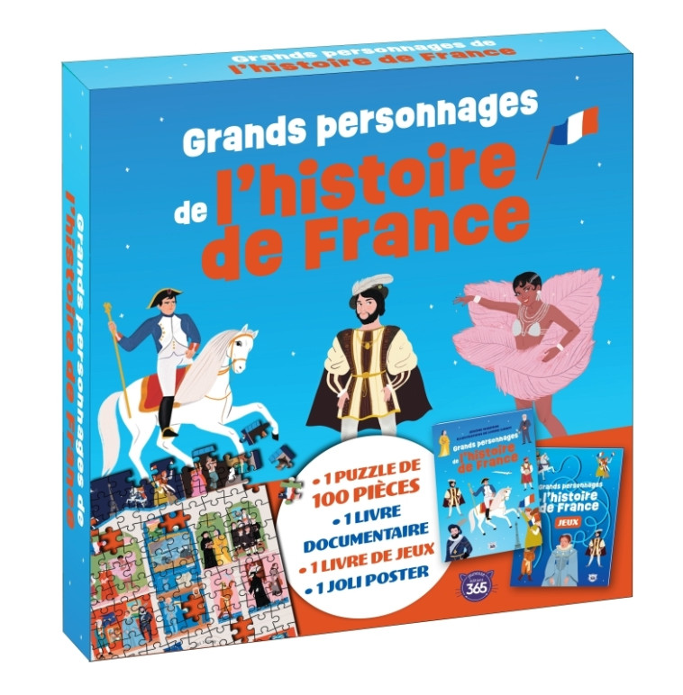 Coffret puzzle documentaire - Grands personnages de l'histoire de France - Jérôme Maufras, Louise Ganot - 365 PARIS