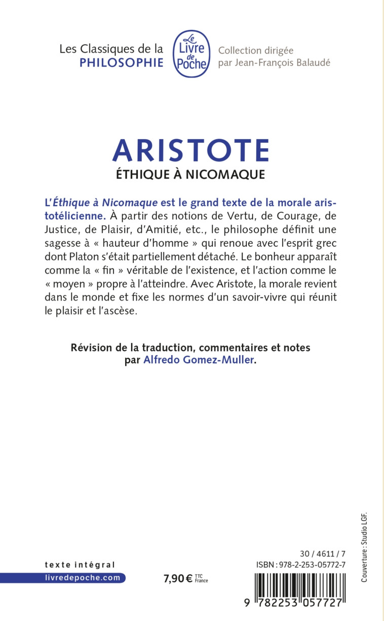 Ethique à Nicomaque -  Aristote - LGF