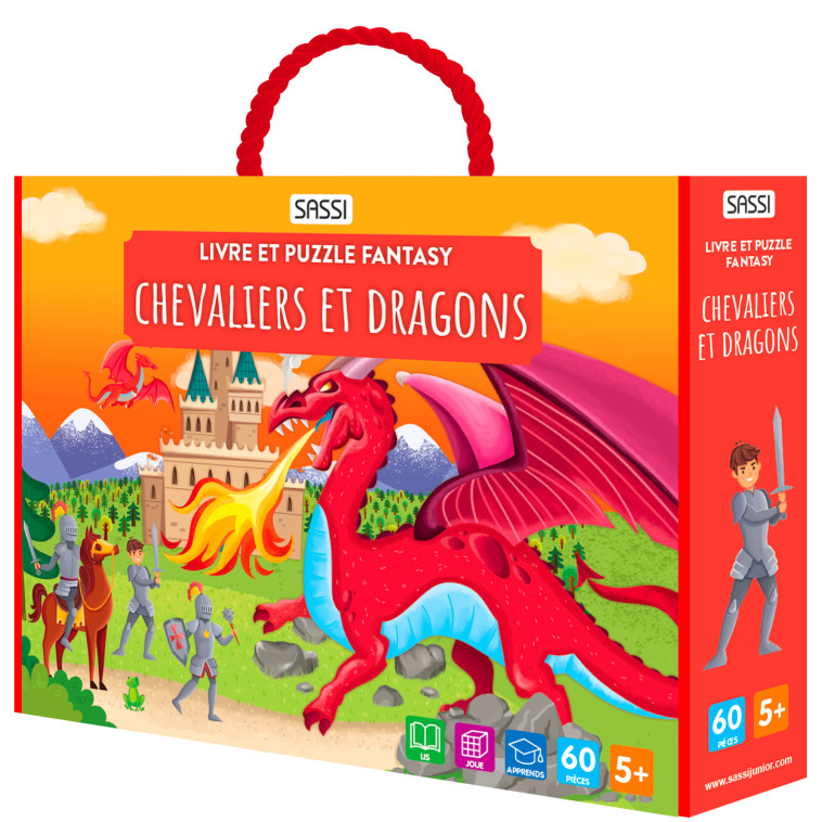 Livre et puzzle fantasy - Chevaliers et dragons - Sarah Negrel - SASSI