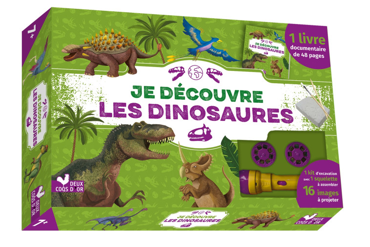 Je découvre les dinosaures - coffret avec lampe et kit excavation - Eric Mathivet,   - DEUX COQS D OR