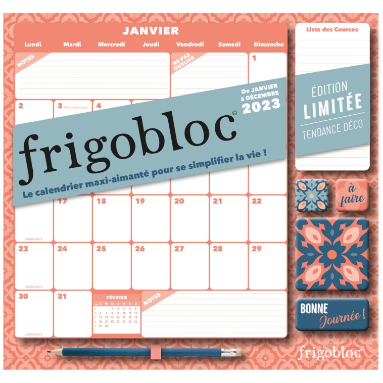 Frigobloc Mensuel 2023 Déco corail (de janv. à déc. 2023) - édition limitée - XXX - PLAY BAC