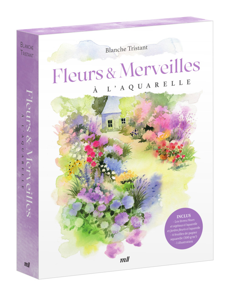 Coffret - Fleurs et Merveilles à l'aquarelle - Blanche Tristant - MERCILESLIVRES