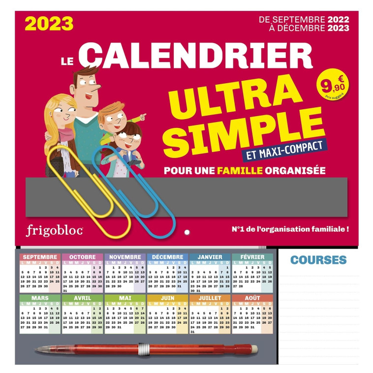 Frigobloc Le mini calendrier Ultra Simple pour une famille organisée ! (de sept. 2022 à déc. 2023) -  PLAYBAC EDITIONS - PLAY BAC