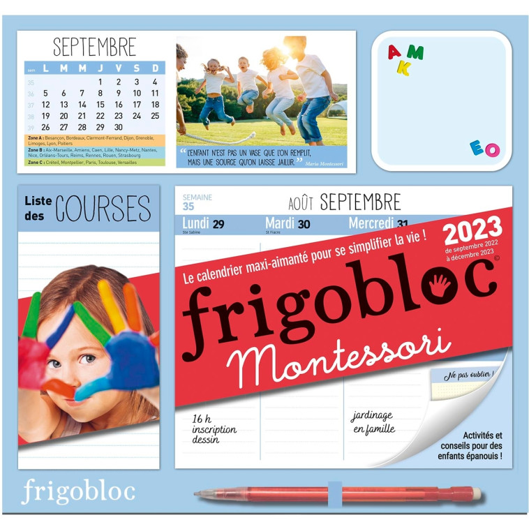 Frigobloc Hebdomadaire 2023 Montessori (de sept. 2022 à déc. 2023) -  PLAYBAC EDITIONS - PLAY BAC