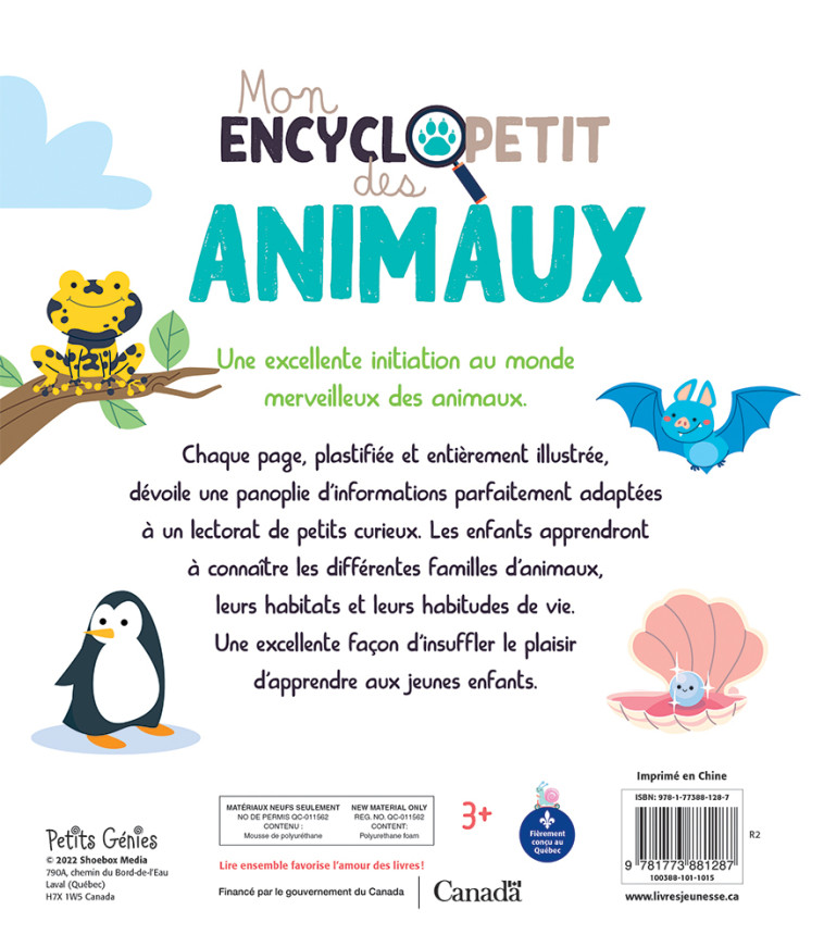 Mon encyclopetit des animaux  - Claire Chabot - PETITS GENIES