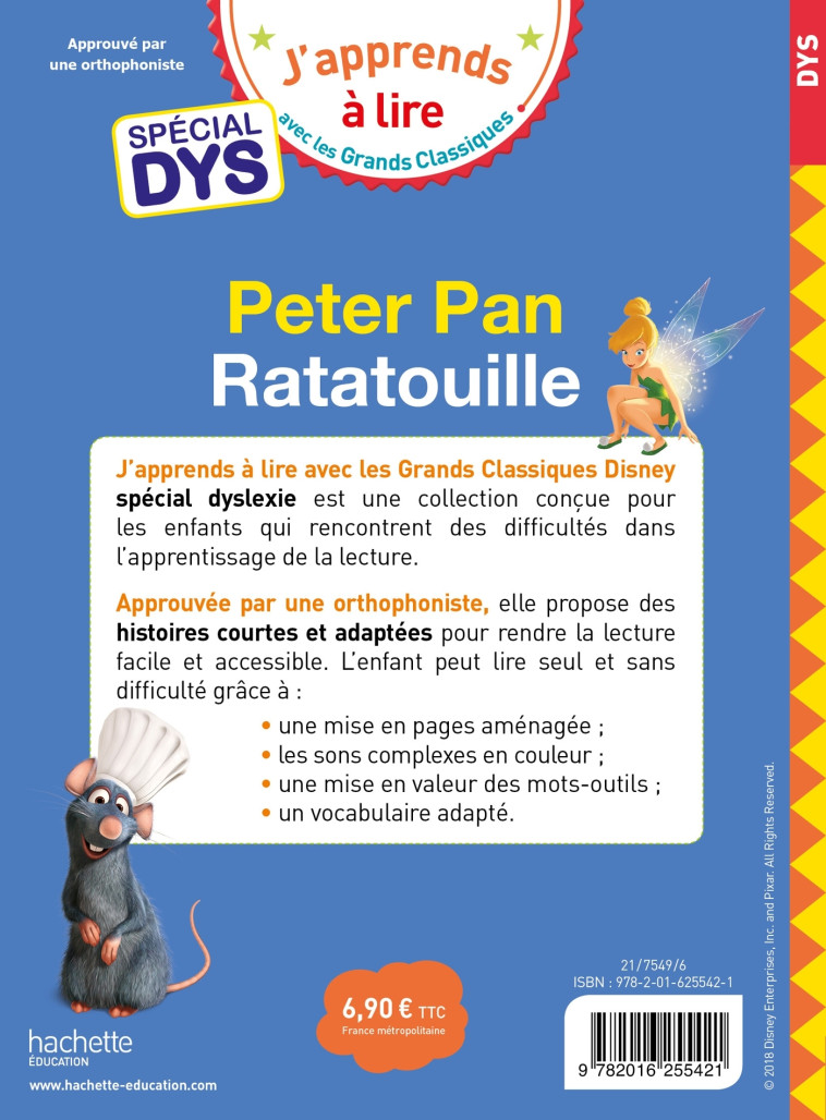 Disney - Peter Pan / Ratatouille - Spécial DYS (dyslexie) -   - HACHETTE EDUC