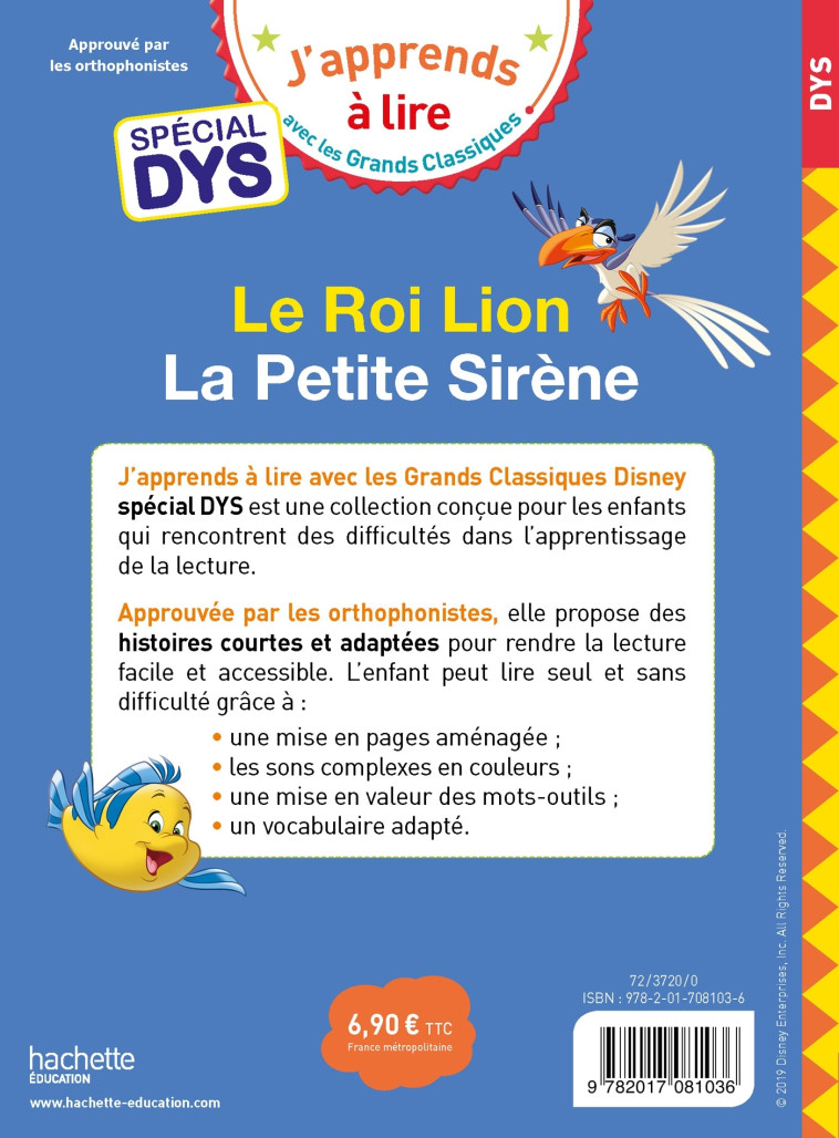 Disney - Le Roi Lion / La Petite Sirène - Spécial DYS (dyslexie) - Isabelle Albertin - HACHETTE EDUC