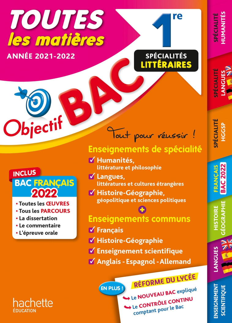 Objectif Bac Toutes les matières 1re Spécialités littéraires BAC 2022 - Laurence Teper - HACHETTE EDUC