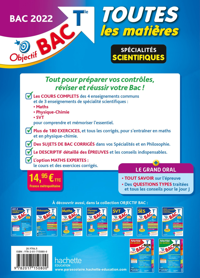 Objectif Bac Toutes les matières Term Spécialités scientifiques BAC 2022 - Philippe Rousseau - HACHETTE EDUC