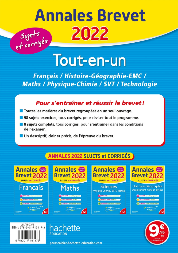 Annales BREVET 2022 Tout-en-un - Brigitte Réauté - HACHETTE EDUC