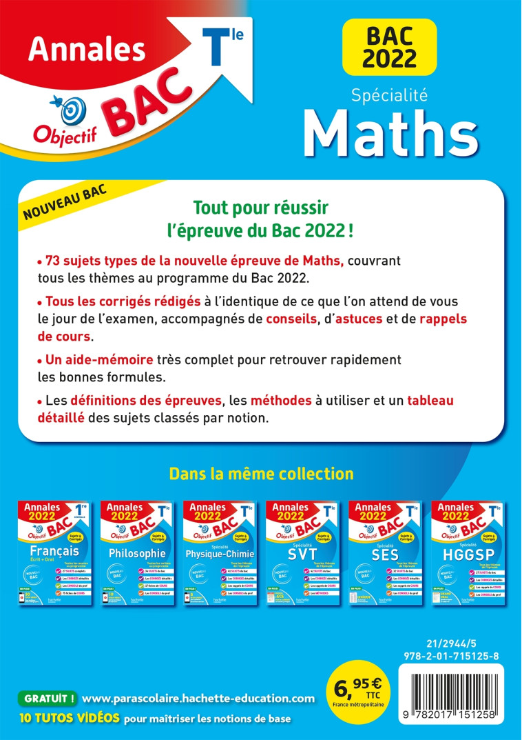 Annales Objectif BAC 2022 Spécialité Maths - Sandrine Bodini-Lefranc - HACHETTE EDUC