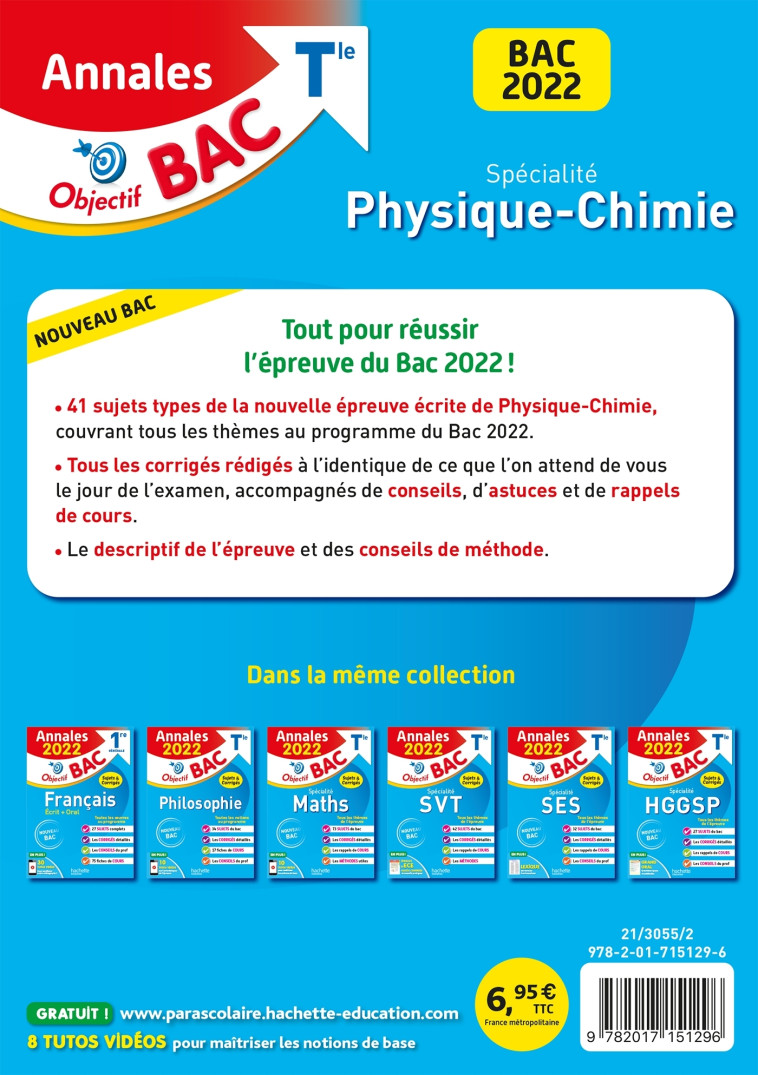 Annales Objectif BAC 2022 Spécialité Physique-Chimie -   - HACHETTE EDUC