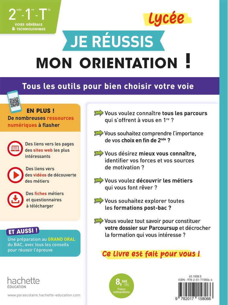 Je réussis mon orientation 2nde-1re-Tle Voies générale et technologique - Véronique Blanc - HACHETTE EDUC