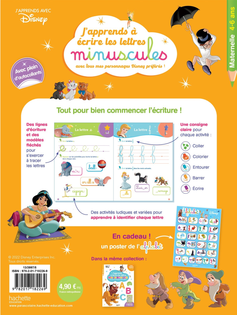 Disney - Les Grands Classiques - J'apprends à écrire les minuscules MS-GS (4-6 ans) -  Hachette Education - HACHETTE EDUC