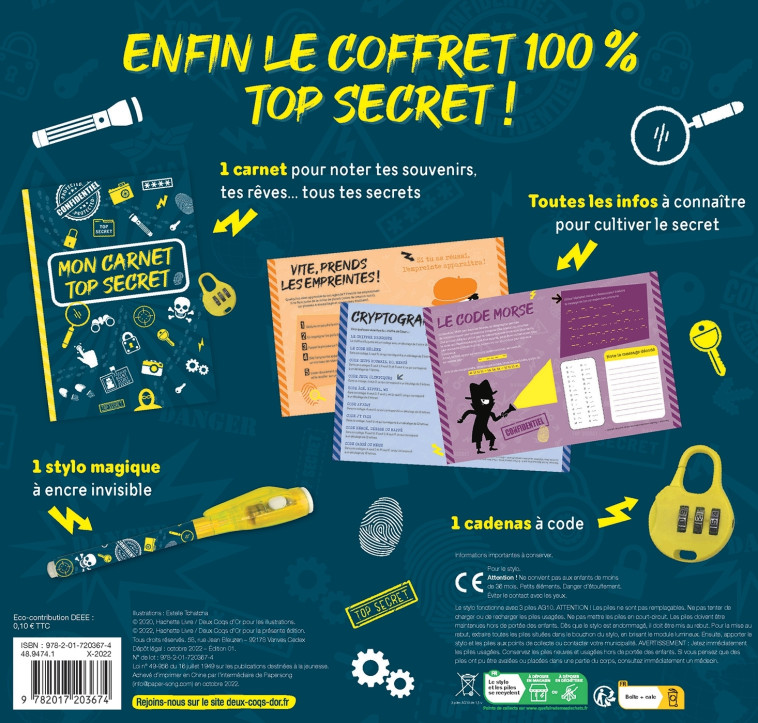 Mon carnet top secret - coffret avec stylo magique - Estelle Tchatcha - DEUX COQS D OR