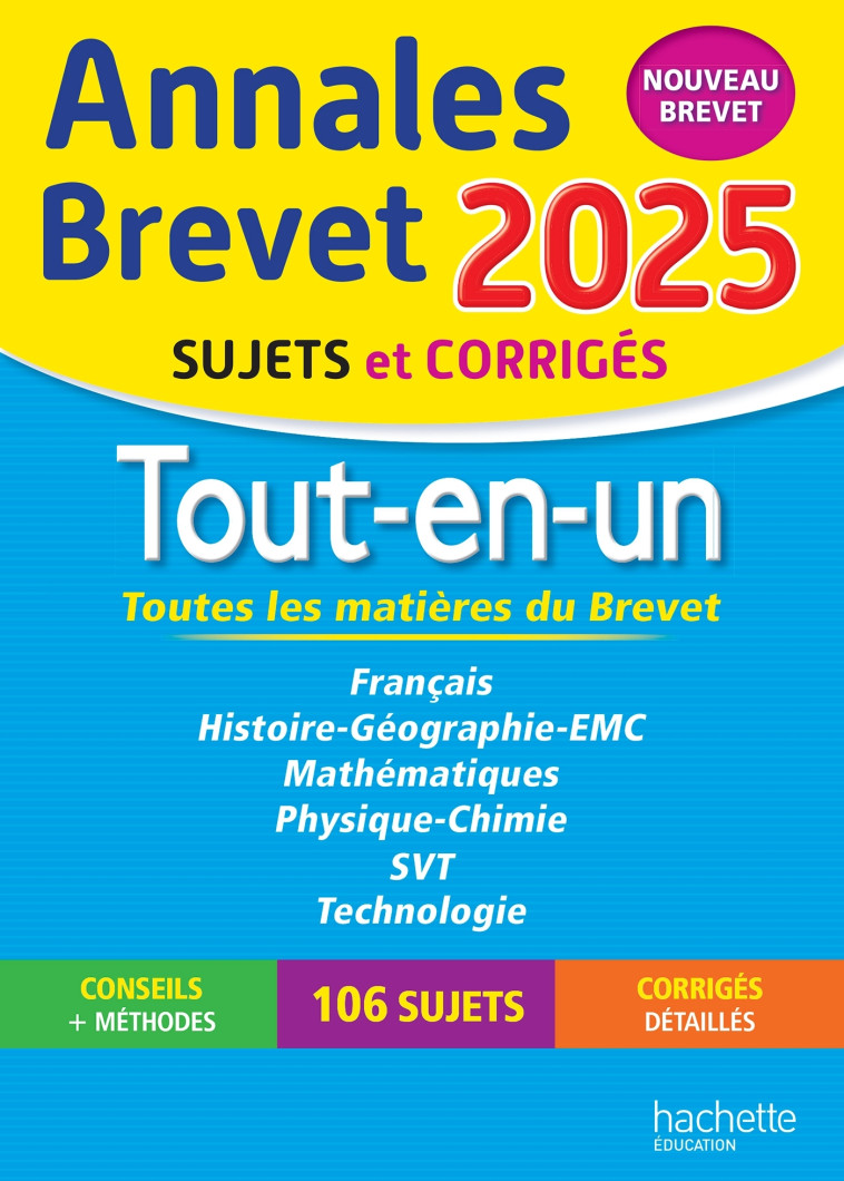 Annales BREVET 2025 - Tout-en-un 3e (Toutes les matières) - sujets et corrigés - Brigitte Réauté - HACHETTE EDUC