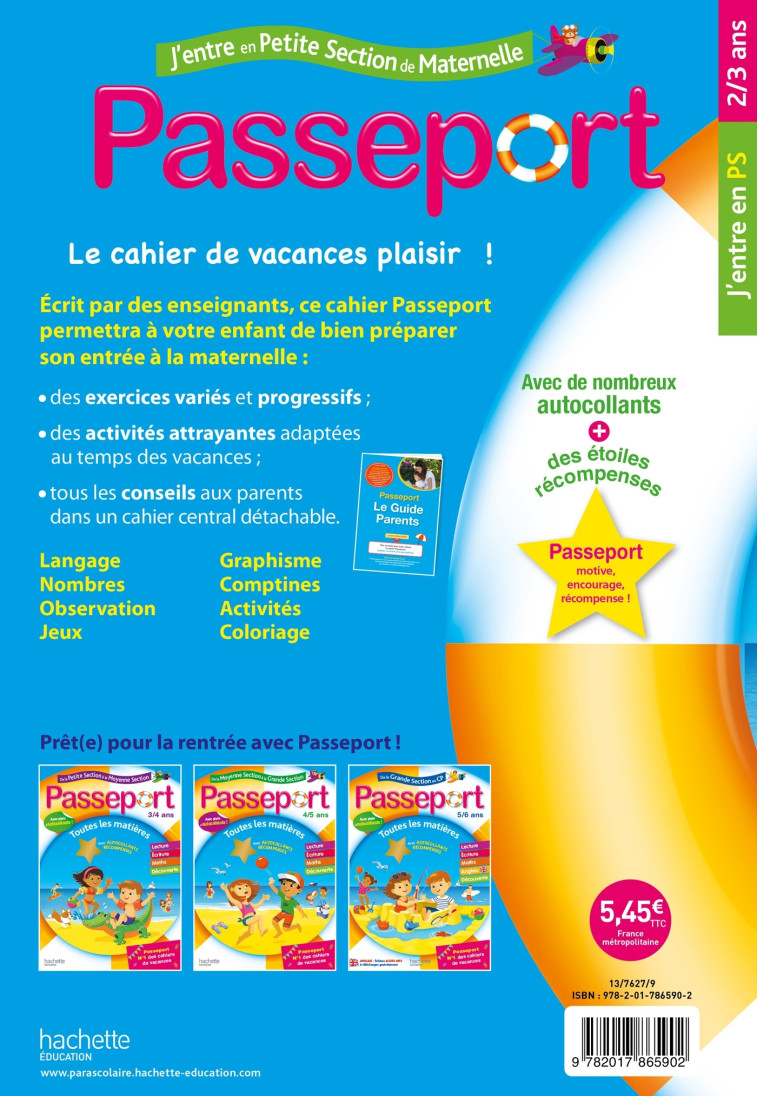 Passeport - J'entre en Petite Section - Cahier de vacances 2022 - Nadia Poure - HACHETTE EDUC