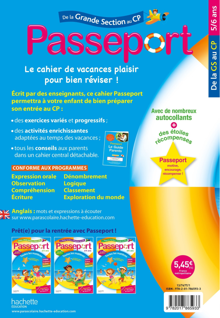 Passeport - de la Grande Section au CP - Cahier de vacances 2022 - Marie-Christine Exbrayat - HACHETTE EDUC